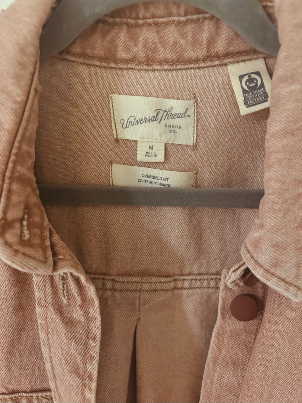 Oversized Washed Pink Denim distressed Jacket - Picture 4 of 9